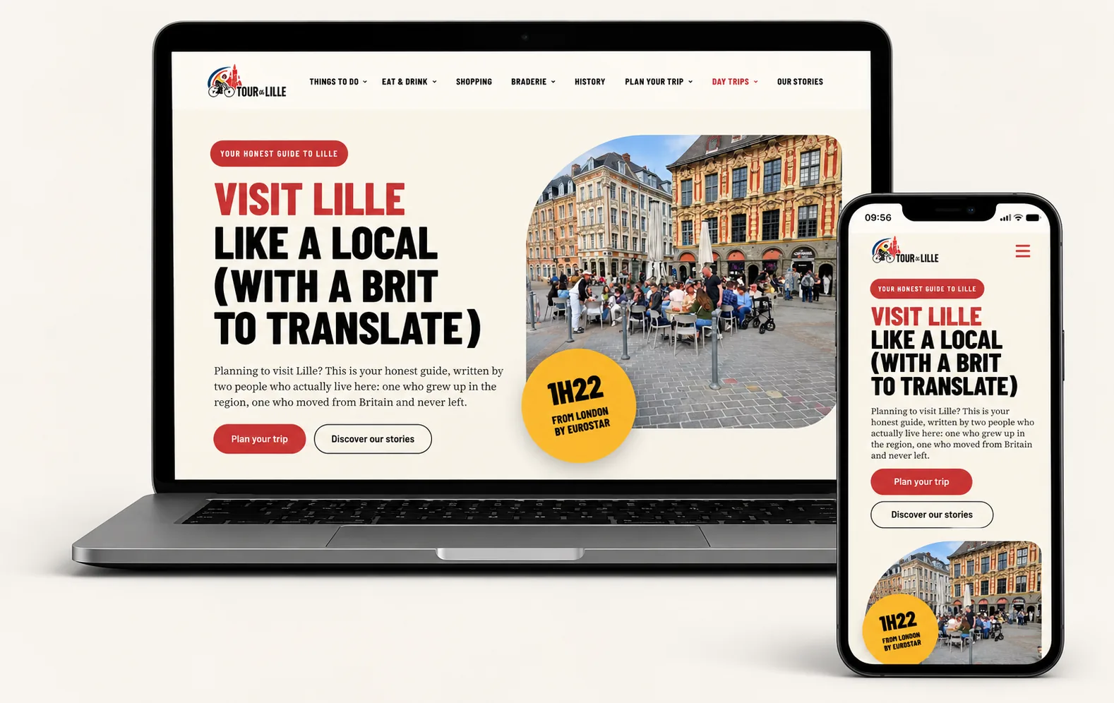Site Tour de Lille, guide de visite de Lille en anglais, sur ordinateur et smartphone